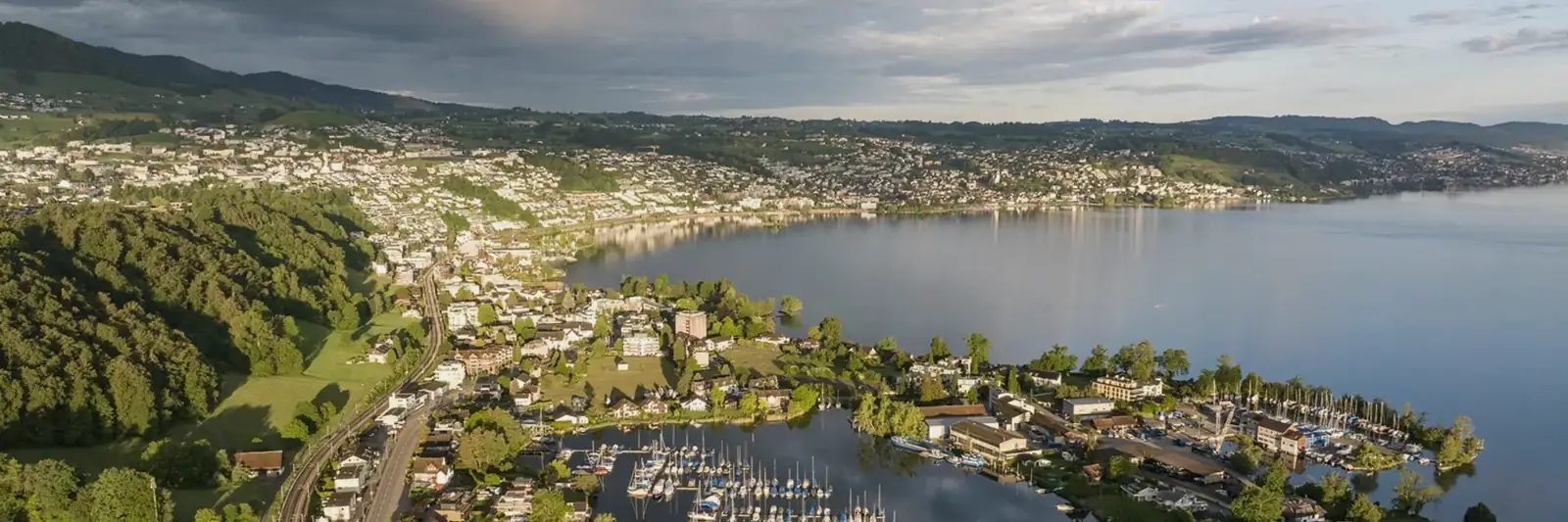 Pfäffikon SZ and its harbour on Lake Zurich