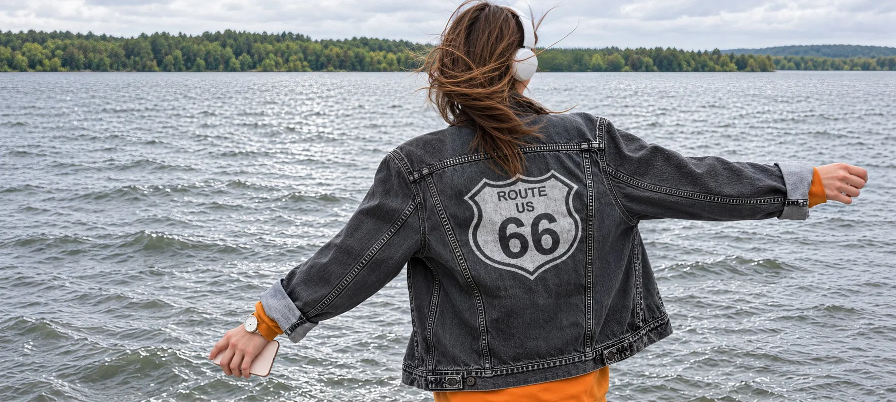 Uma jaqueta jeans ROUTE 66 à beira d'água